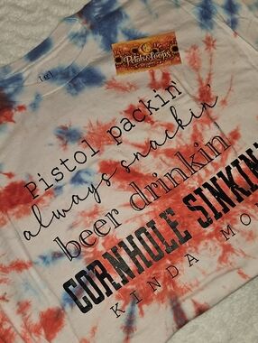 George Tie-Dye Short Sleeve Tee - Red, Blue, White